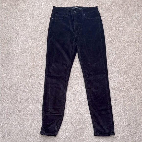 Hudson Barbara Super Skinny Mid Rise Black Wash Velvet Pants Size 26 - Picture 1 of 7
